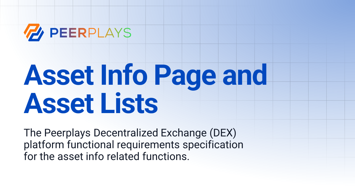 Asset Info Page and Asset Lists | Peerplays Developer Docs